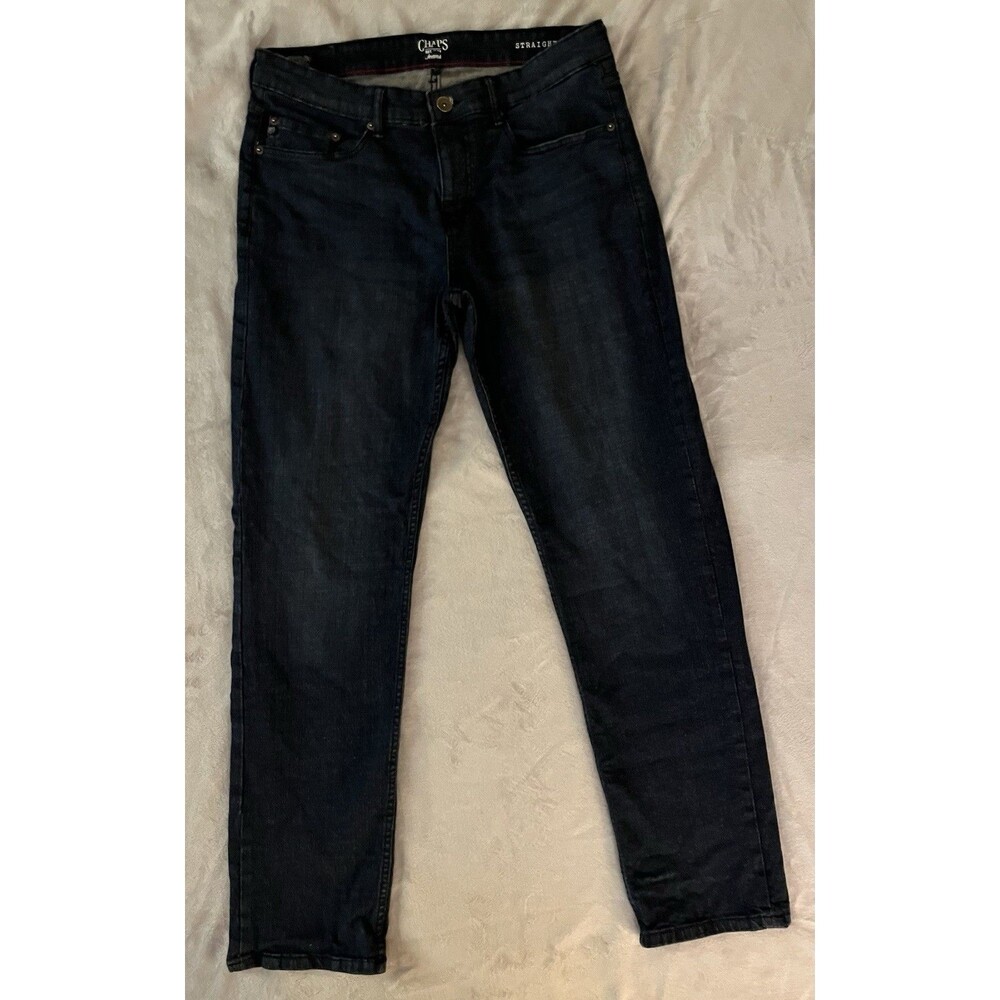 Chaps Men's Straight Fit Jeans 34x34 Dark Wash Denim Est 1978